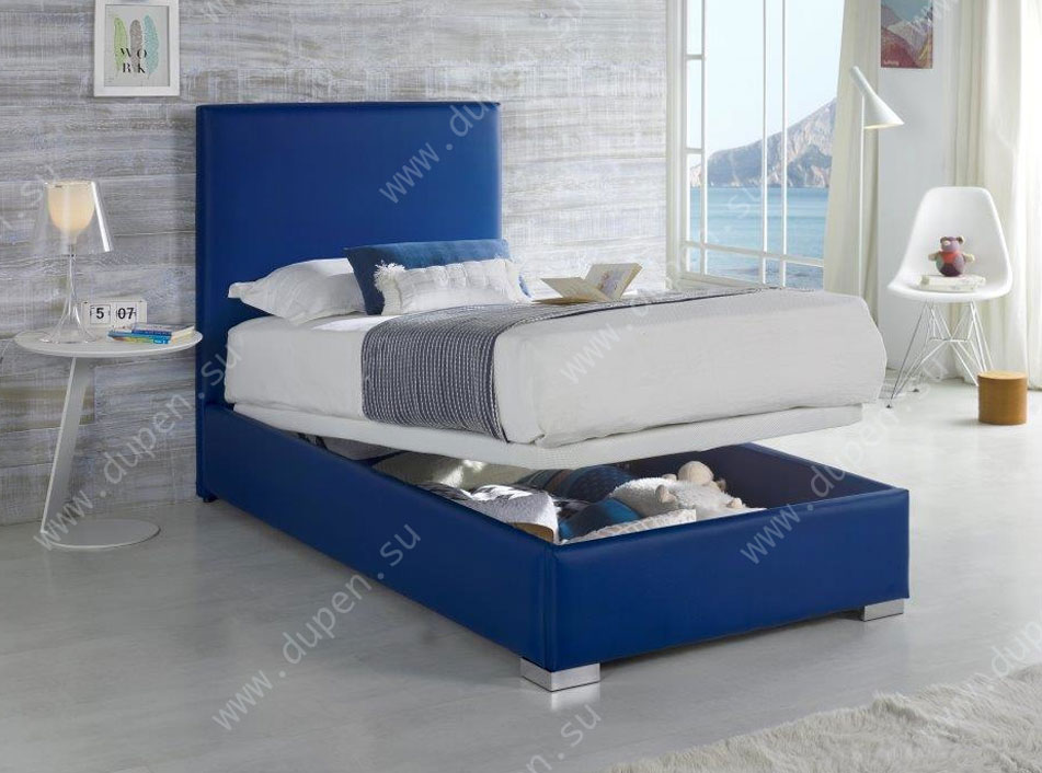 Кровать 703 Piccolo (140x200) синяя с ящиком для белья