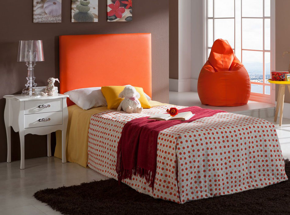 Кровать 703 Piccolo (150x190) оранжевая с ящиком для белья