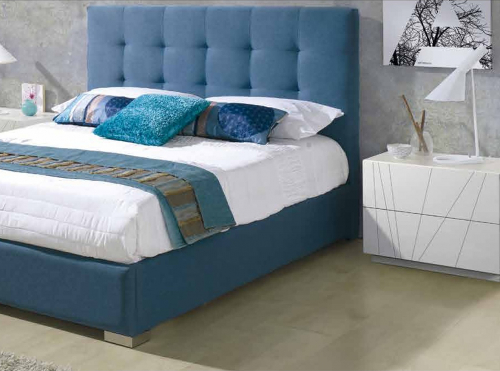 Кровать 875 Belen (150x190) синяя с ящиком для белья