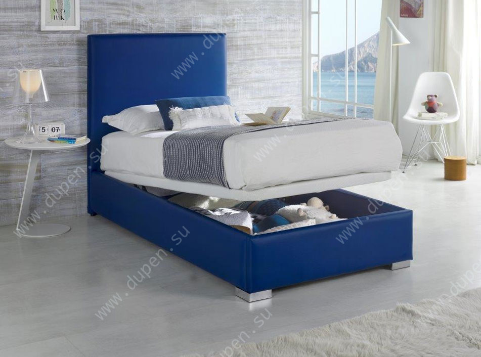 Кровать 703 Piccolo (140x190) синяя с ящиком для белья