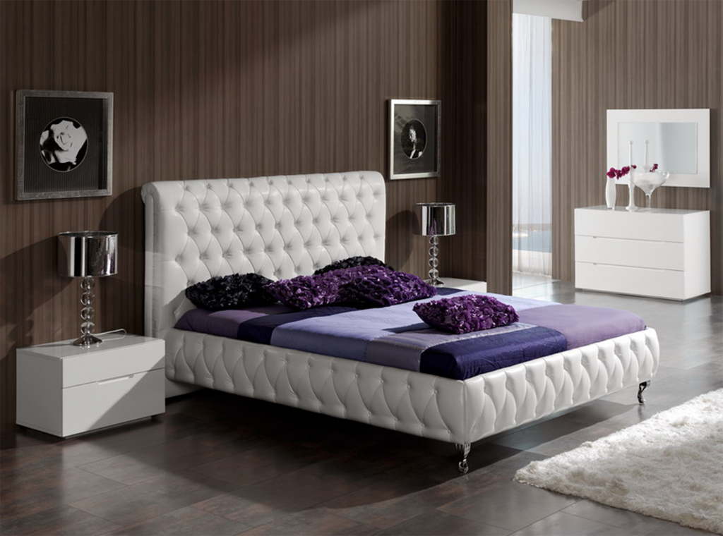 Кровать 629 Adriana (160x200) белая без ящика для белья