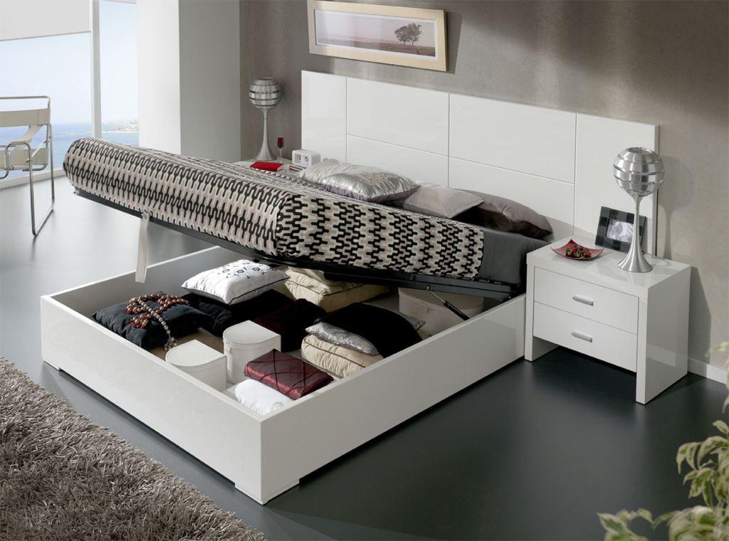 Кровать 640 Cadiz Storage Divan (160x200) белая с ящиком для белья